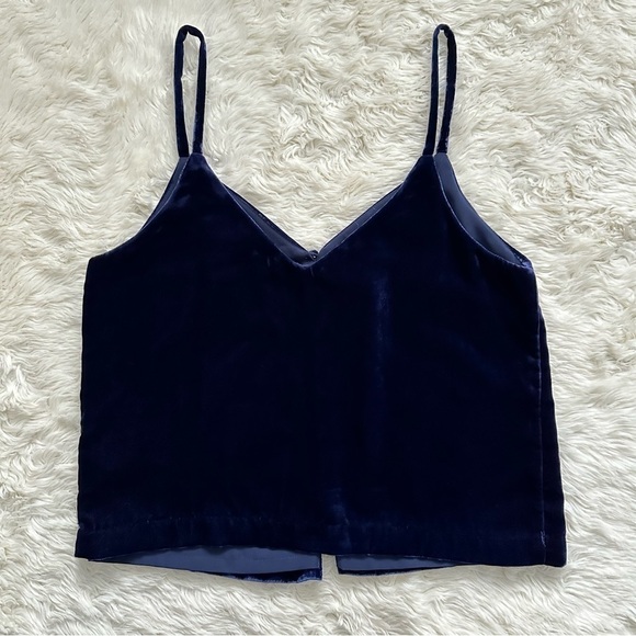 Madewell Tank Top Velvet Button-Down Cami Blue 2 - Picture 5 of 11